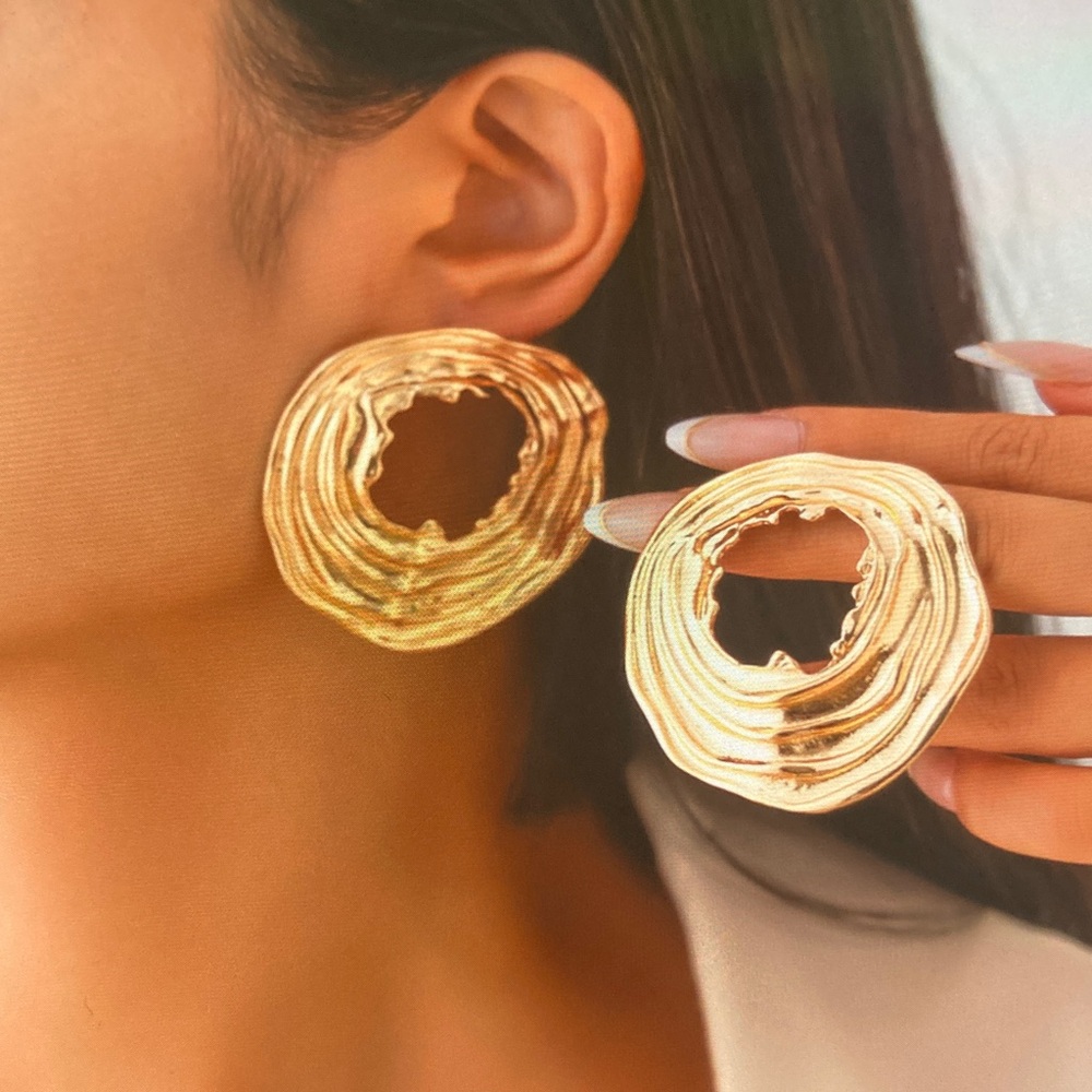 Free People Gold Ripple Earrings